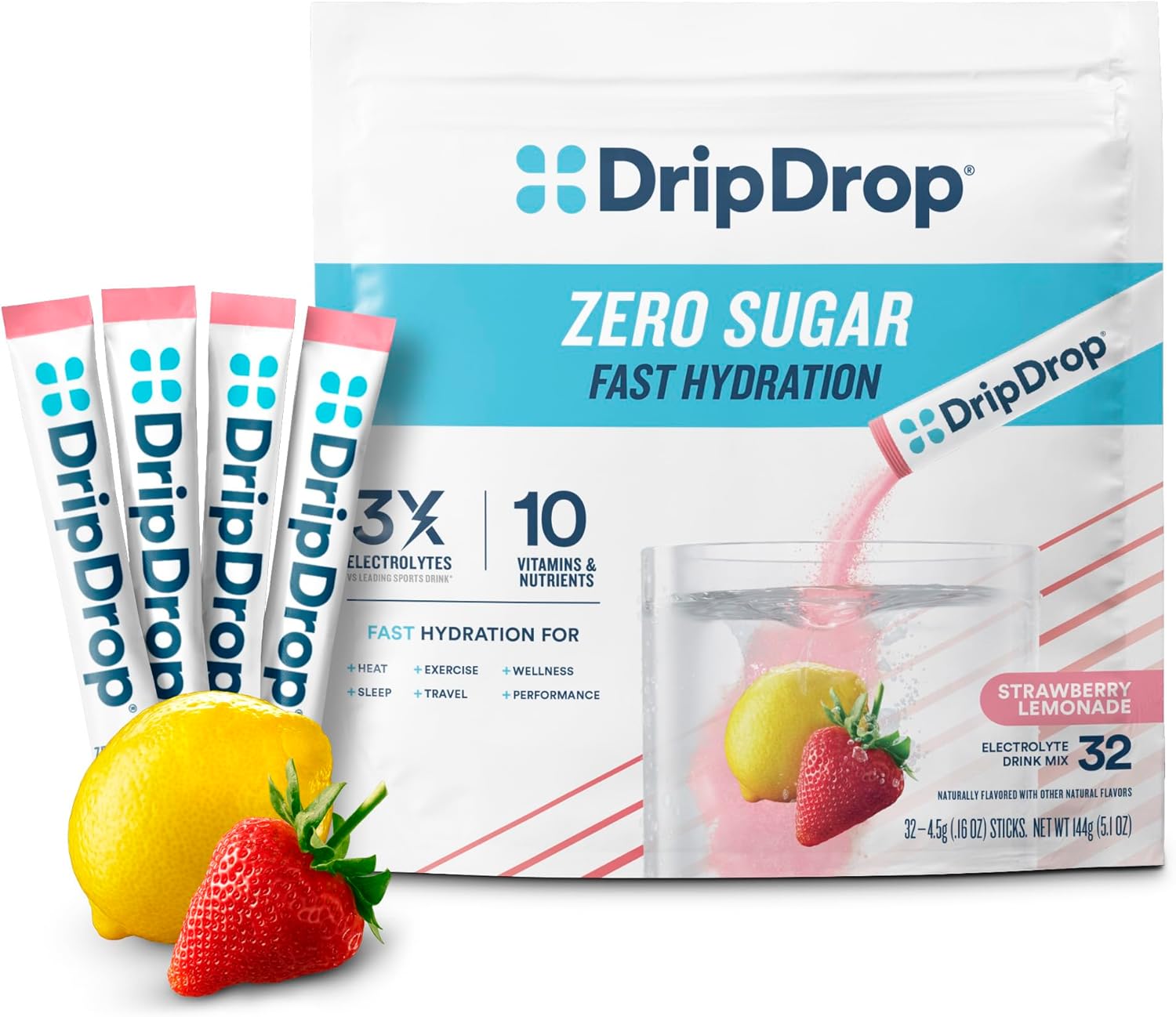 DripDrop Sugar Free Hydration Packets for Fast Hydration