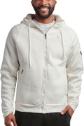 Sherpa Fur Hoodie Full Zip Waffle Knit Men's Hoodie - Lightweight