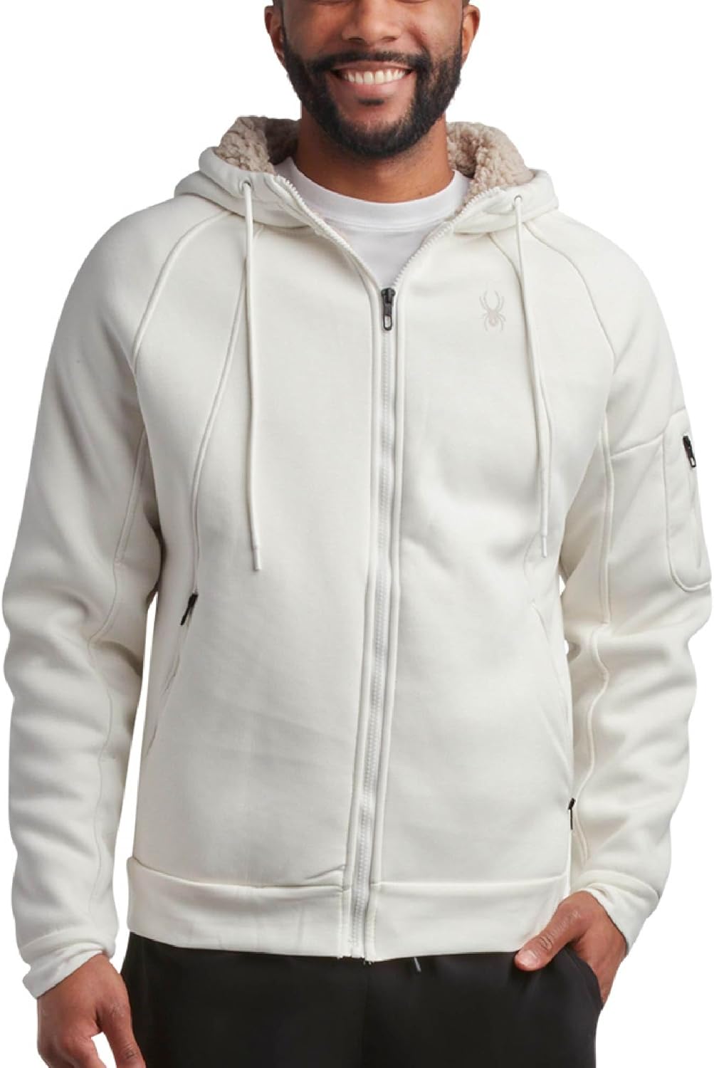 Sherpa Lined Waffle Knit Hoodie for Men - Full Zip Comfort