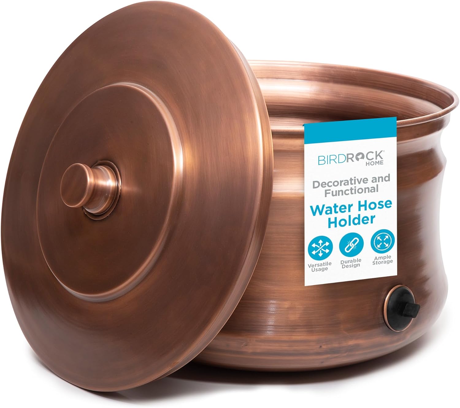 BIRDROCK HOME Antique Copper Hose Holder - 200ft Capacity