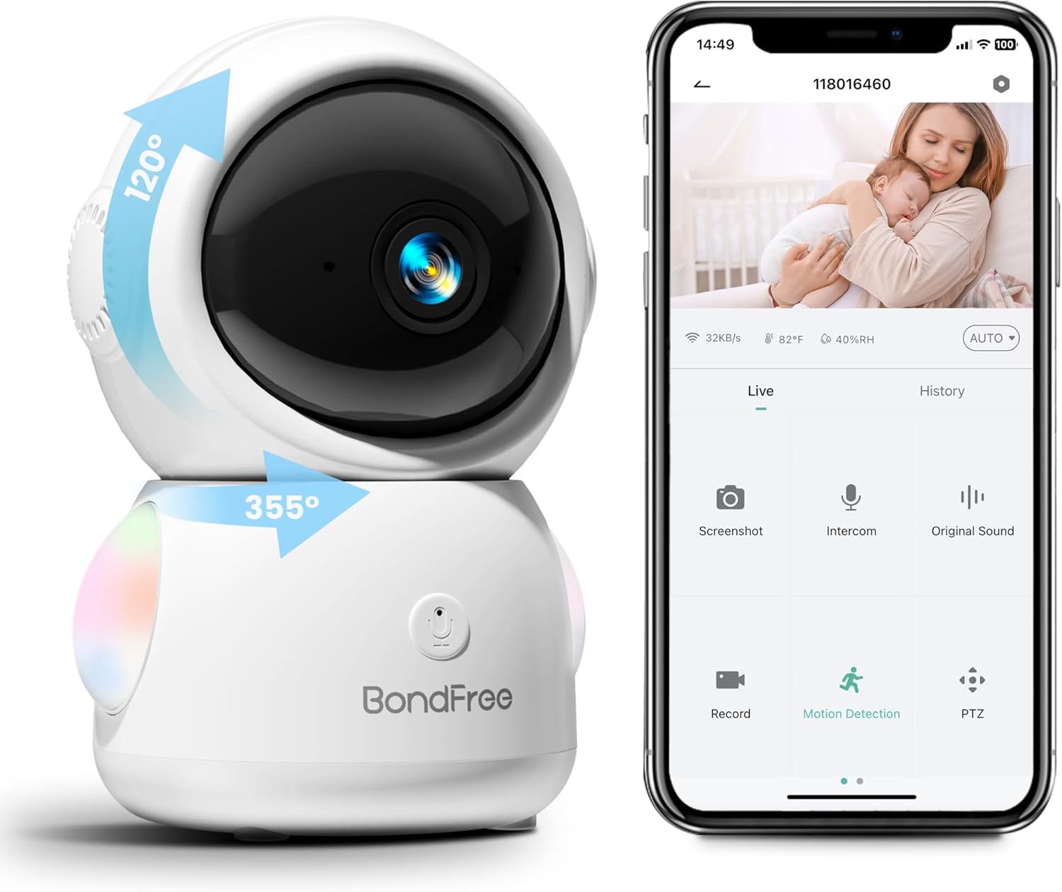 2K Baby Monitor with RGB Night Light - WiFi 5Ghz, Alexa Compatible