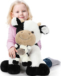 Tezituor 2-in-1 Large Cow Stuffed Animals 20 in - Cuddly Mom and Baby