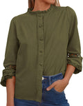 Going Out Eyelet Button Up Shirt for Women - Boho Cotton Long Sleeve