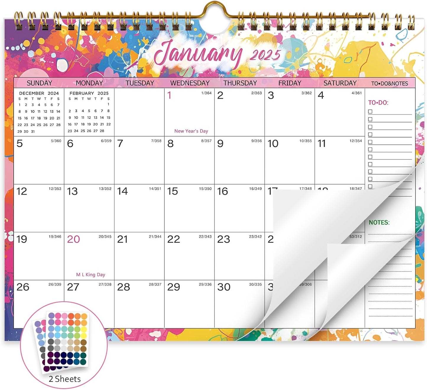 Colorful 18-Month 2025-2026 Wall Calendar - Stay Organized!