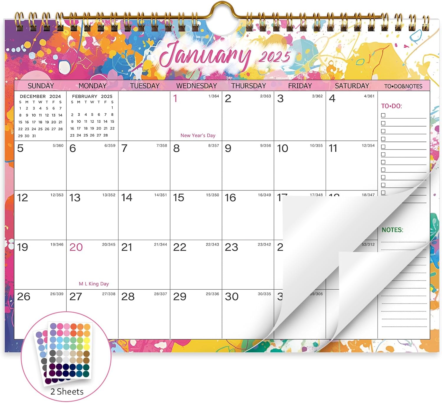 Colorful 18-Month 2025-2026 Wall Calendar - Stay Organized!