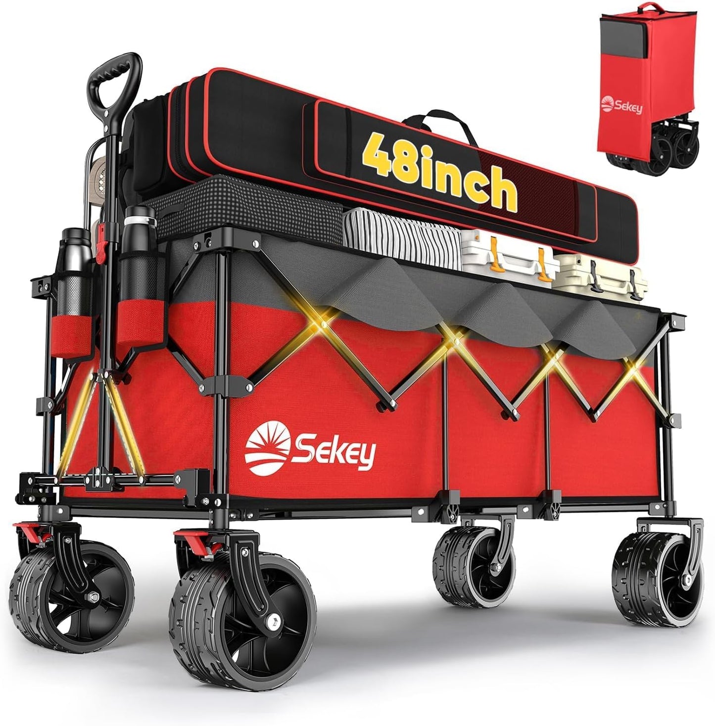 Sekey 48ft'L Collapsible Wagon with Heavy Duty Capacity