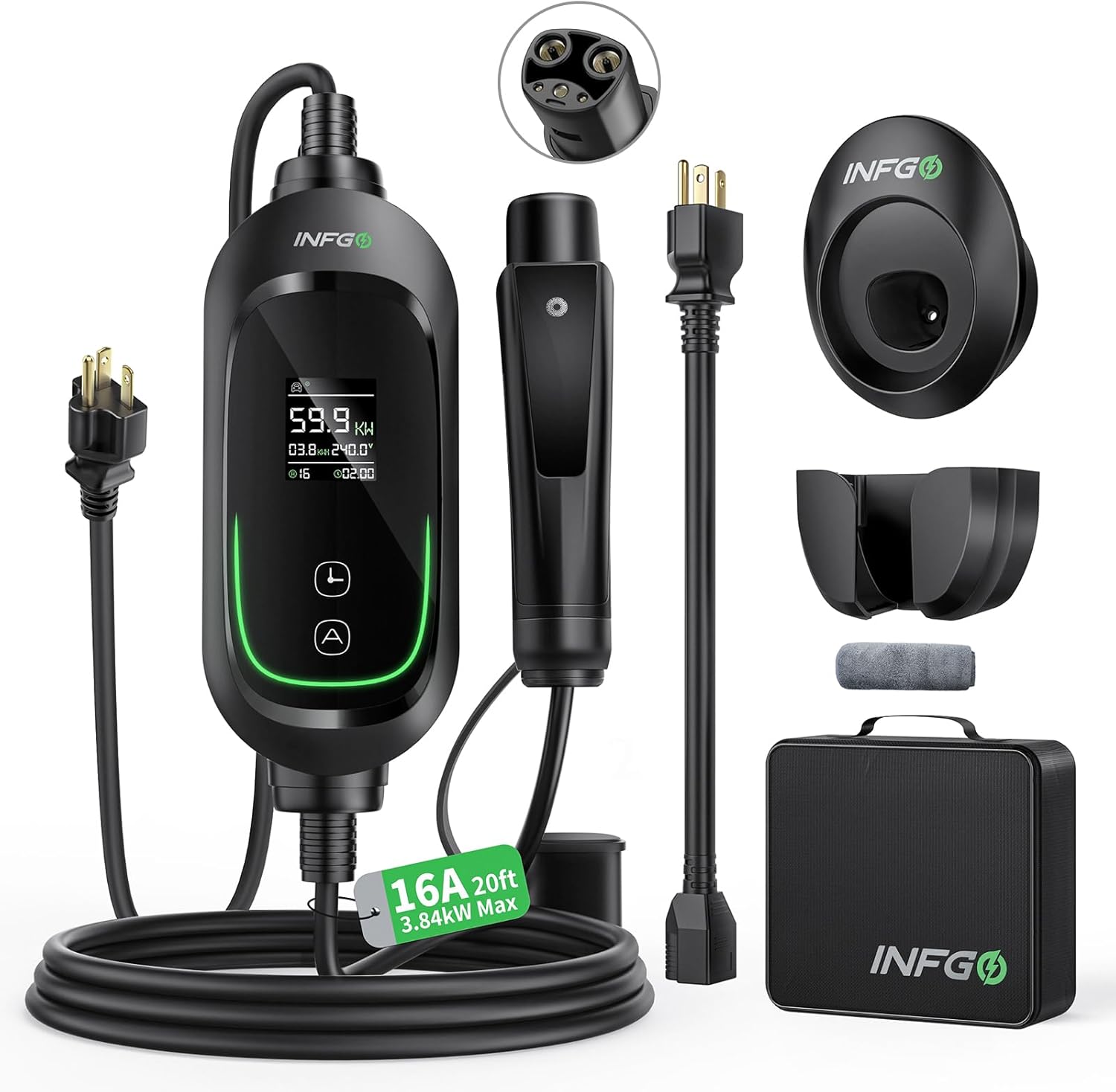 Innovative 16A Tesla Charger with LED Screen - Home Portable Charger