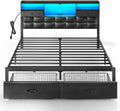 Rolanstar Bed Frame King Size with Drawers and Charging Station