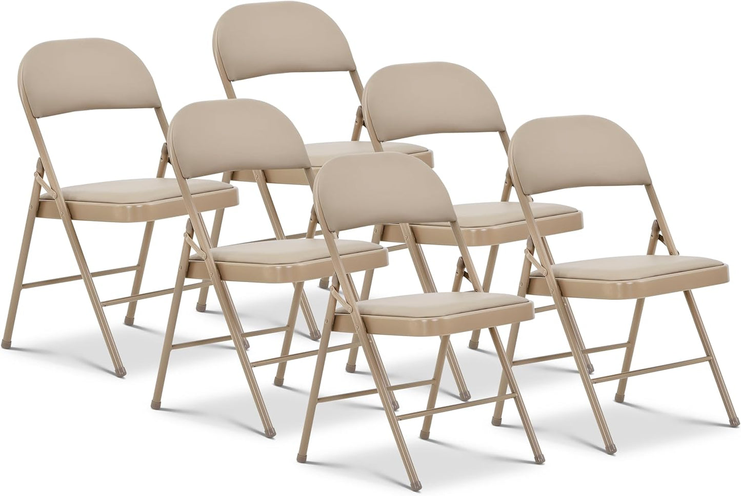 Oline Vinyl Folding Chairs for Indoor Outdoor Events, 6 Pack