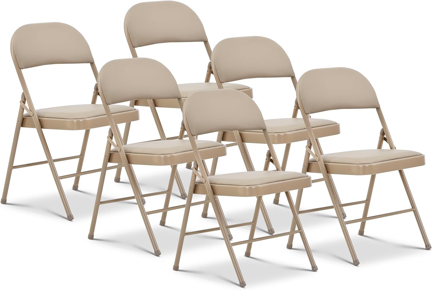 Oline Vinyl Folding Chairs for Indoor Outdoor Events, 6 Pack