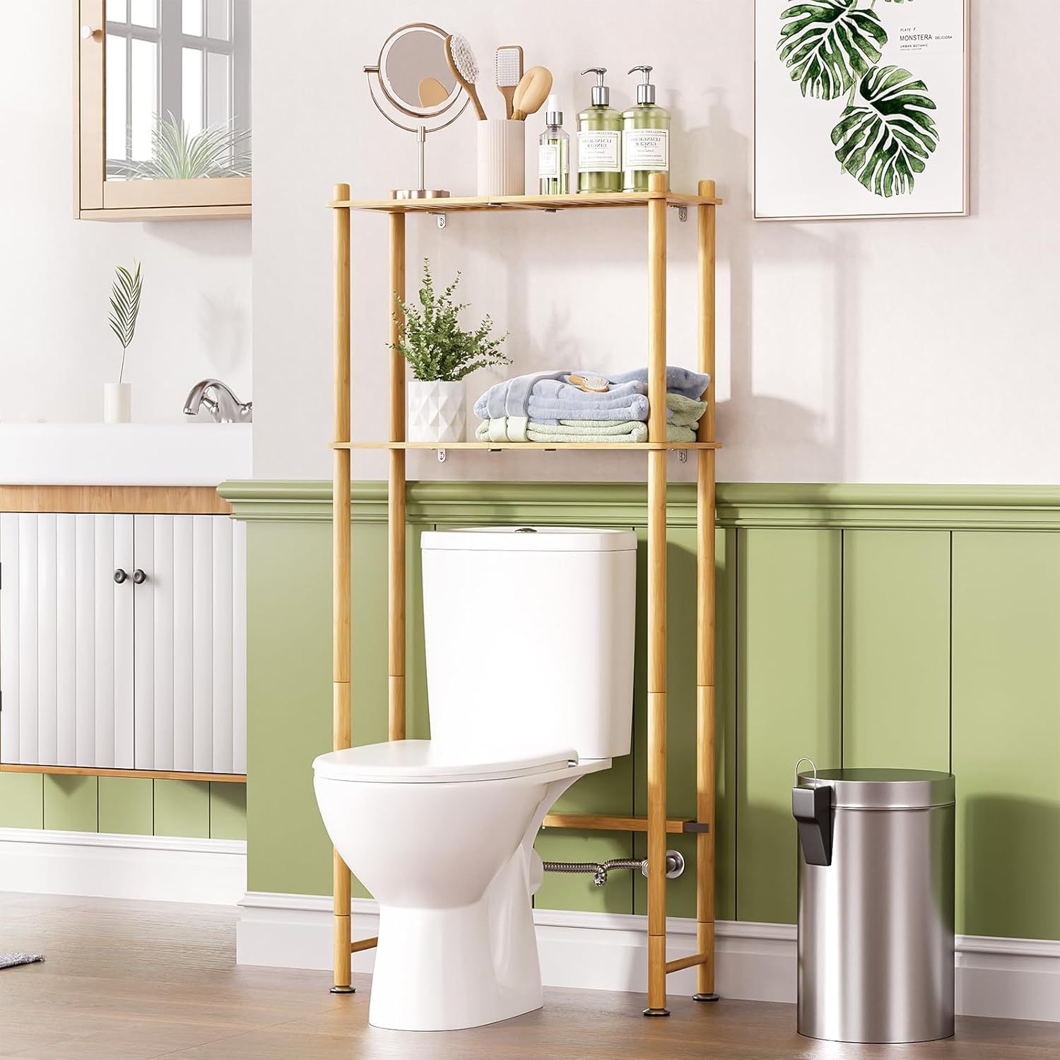 Bamboo Over The Toilet Storage Shelf for Bathroom Organization