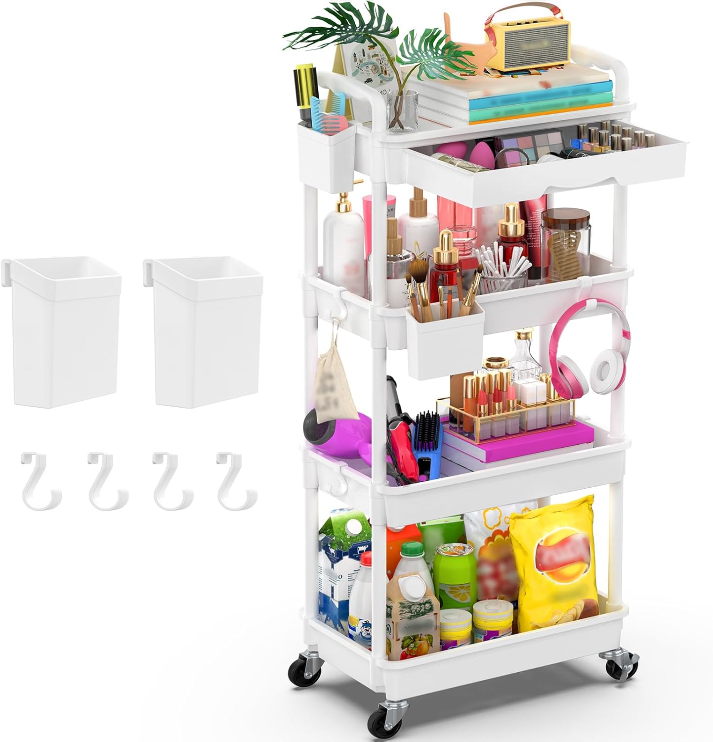 Goovilla 4 Tier Rolling Utility Cart Organizer for Versatile Storage