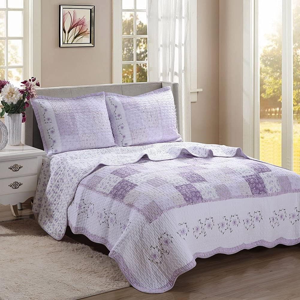 Cozy Line Home Fashions Lilac Bedding Quilt Set for Twin Beds