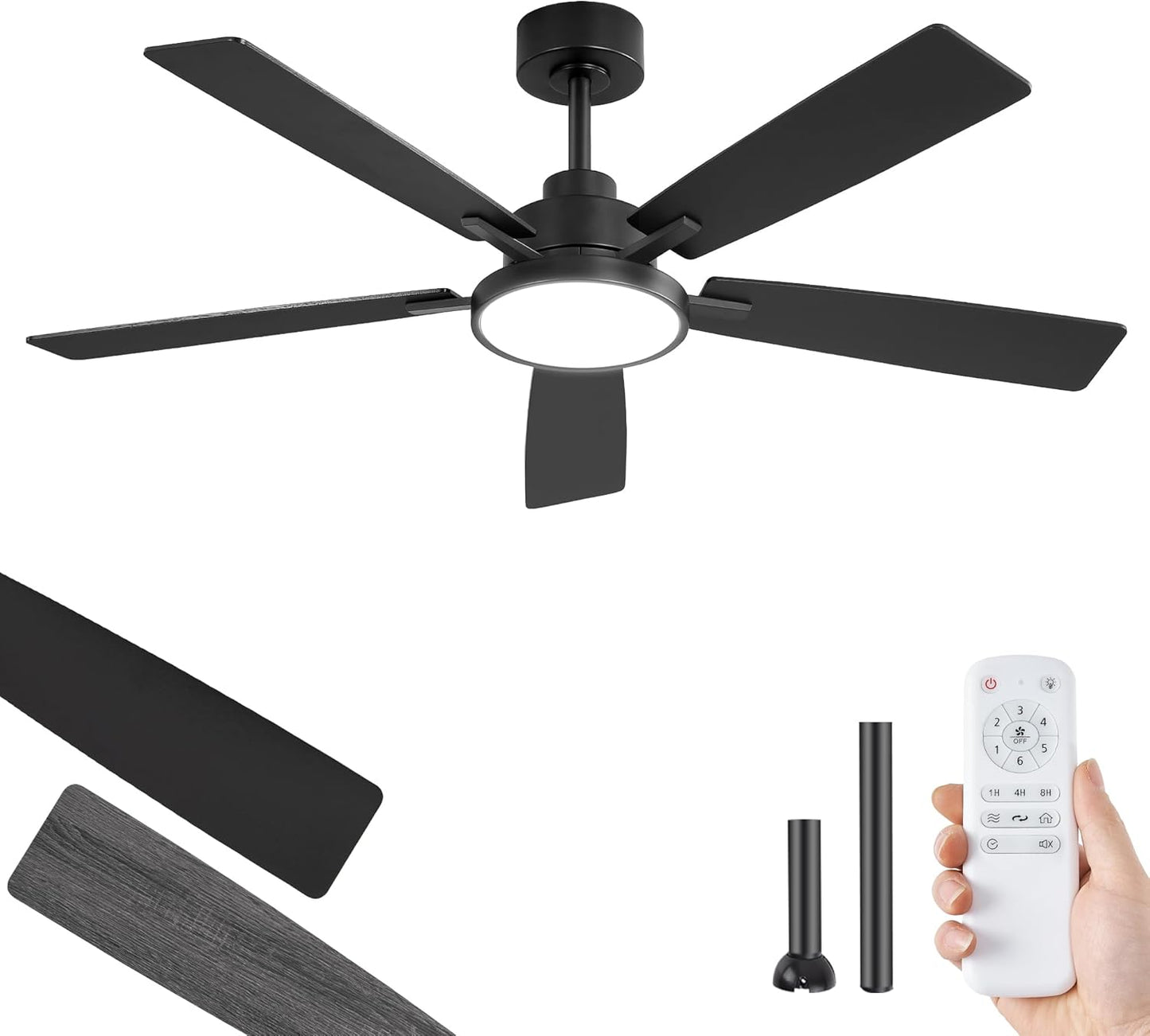 ZMISHIBO 52 Inch Ceiling Fan with Lights and Remote Control