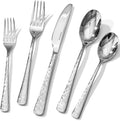 Hammered Silverware Set 20-Piece Flatware Set - Elegant Ripple Handles