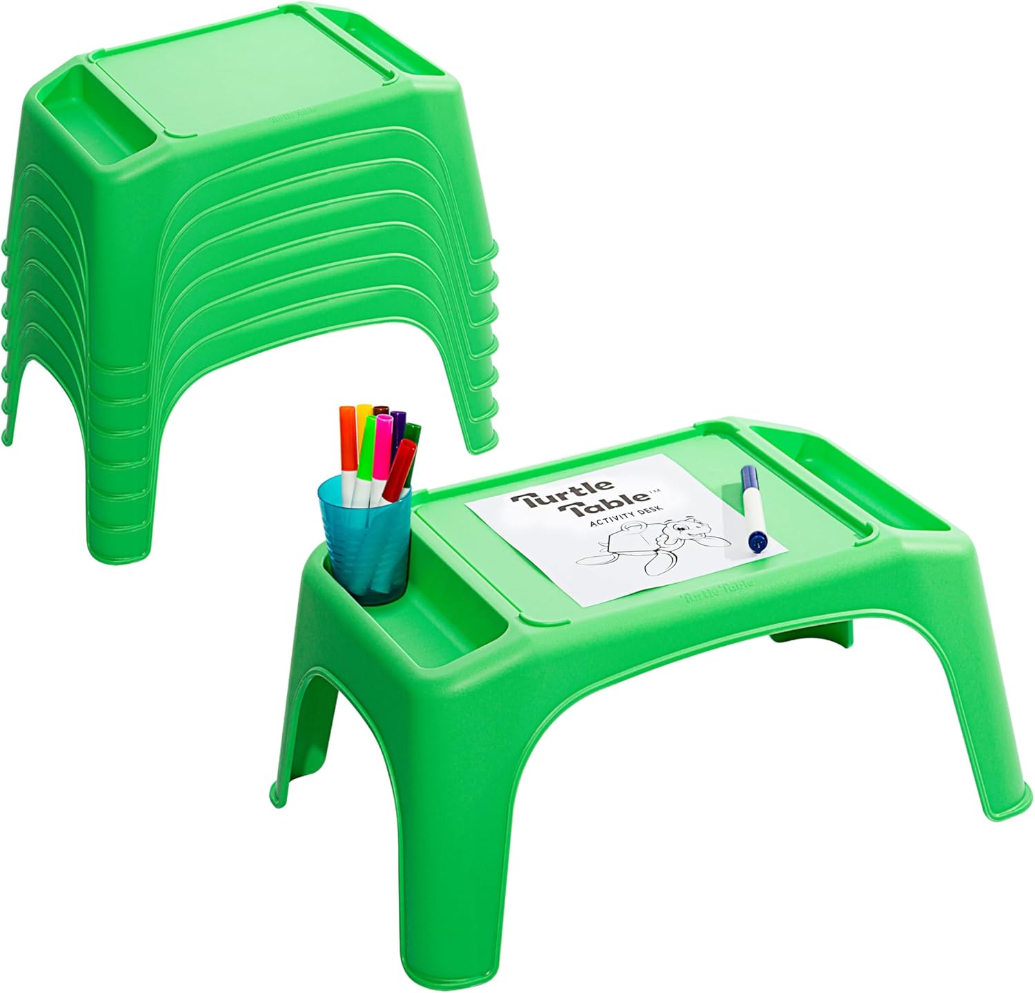 Turtle Table Kids Activity Lap Desk with Storage Wells for Fun