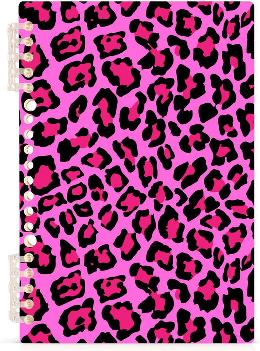 Durable Leopard Print Notebook A5 Detachable Spiral, 60 Sheets, College Ruled