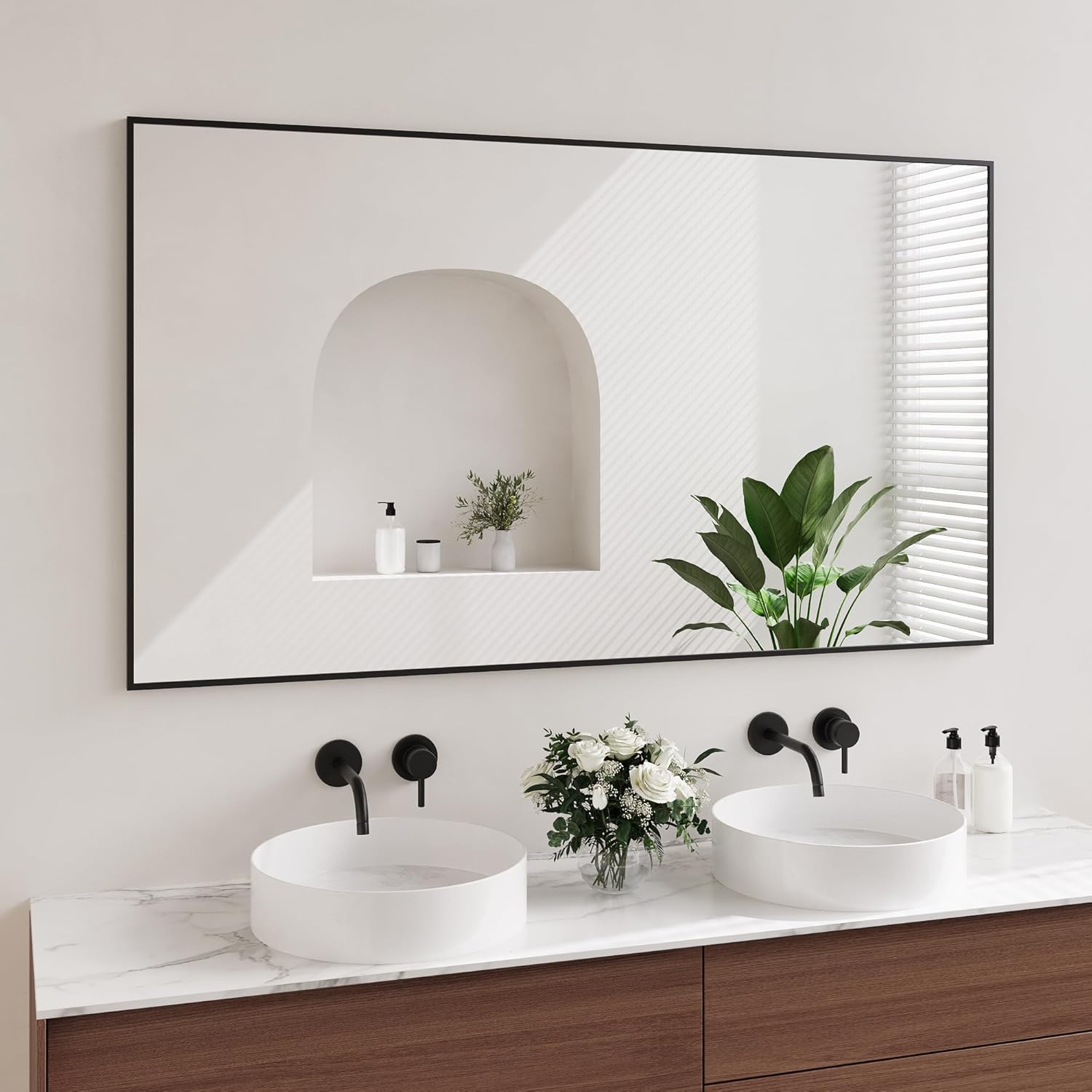 Koonmi Black Bathroom Mirror 30x55 Inch for Stylish Decor