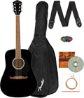 Fender FA-125 Dreadnought Acoustic Guitar Black Bundle - Beginner