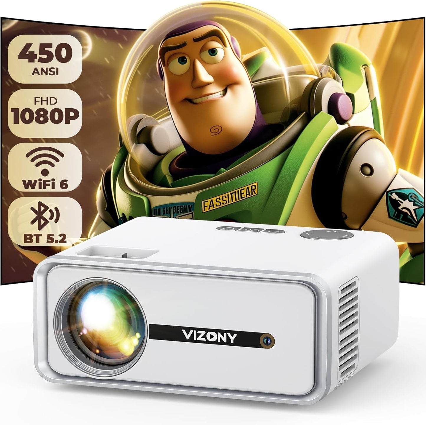 VIZONY Portable Mini Projector: Wireless FHD Cinema Experience