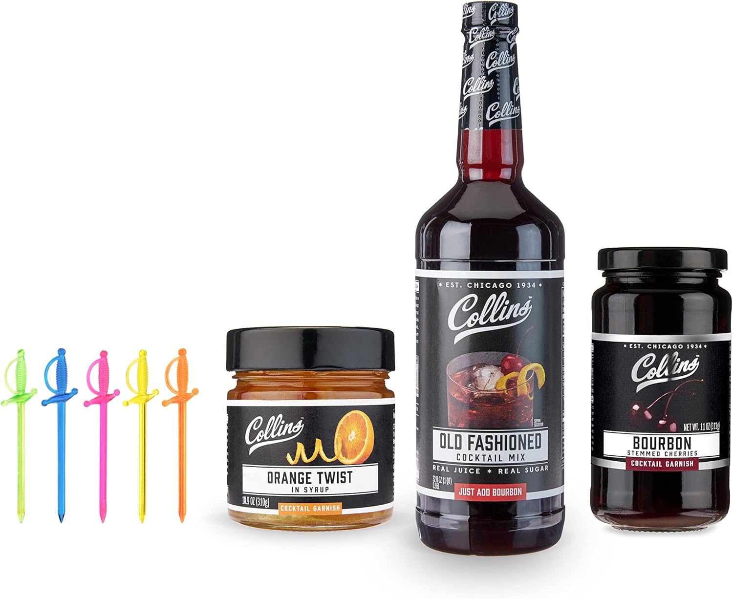 Mixology Cocktail Kit with Bourbon Cherries & Orange Garnish