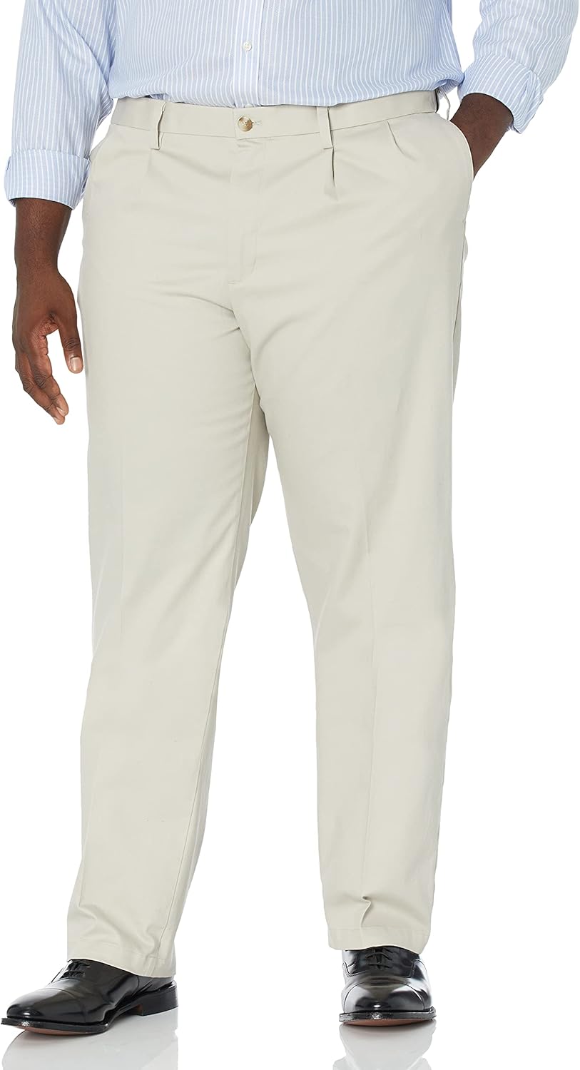 Dockers Men's Classic Fit Lux Cotton Pleated Stretch Pants