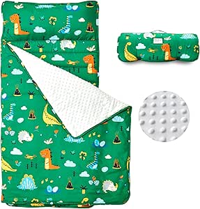 Beeweed Toddler Nap Mat with Removable Pillow & Blanket for Kids