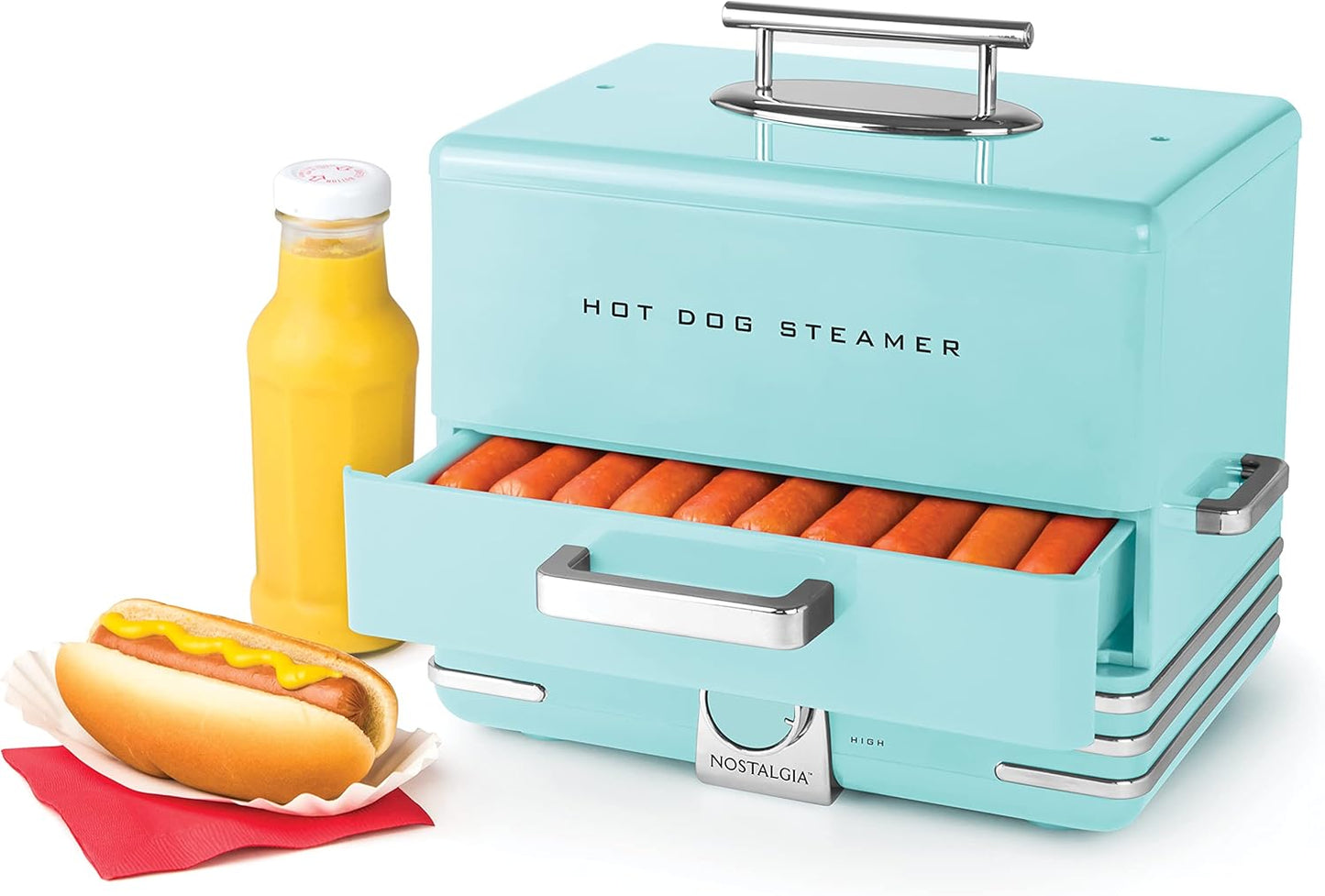 Nostalgia Extra Large Diner-Style Steamer for Hot Dogs & More
