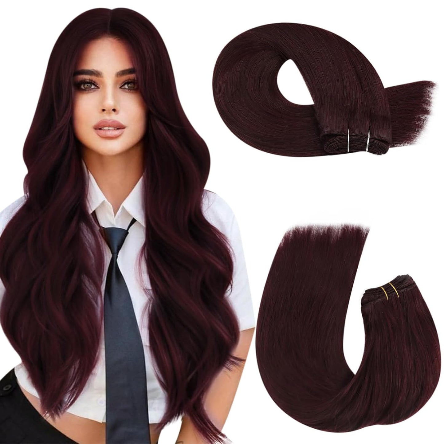 Moresoo Wine Red Sew in Weft Hair Extensions for Stunning Looks