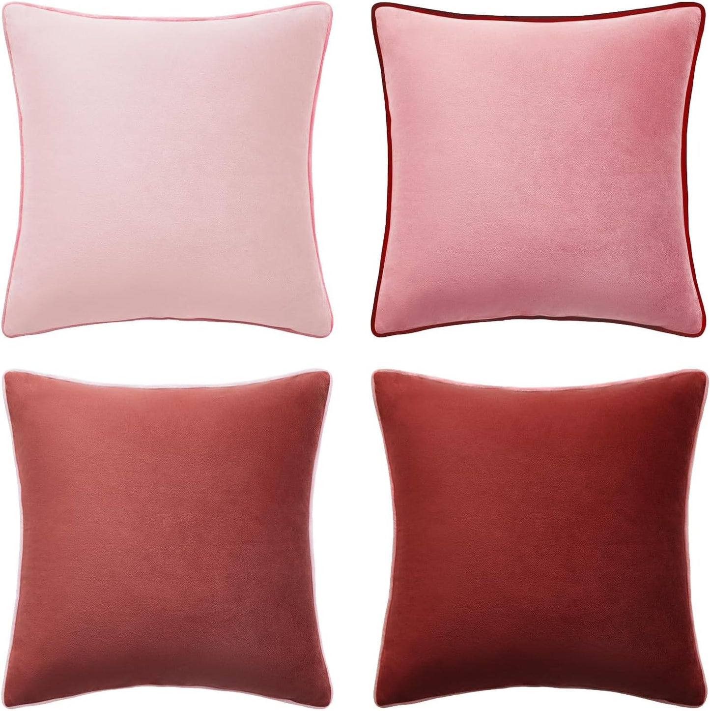 Decorative Throw Pillow Covers Set of 4 Soft Velvet Designs