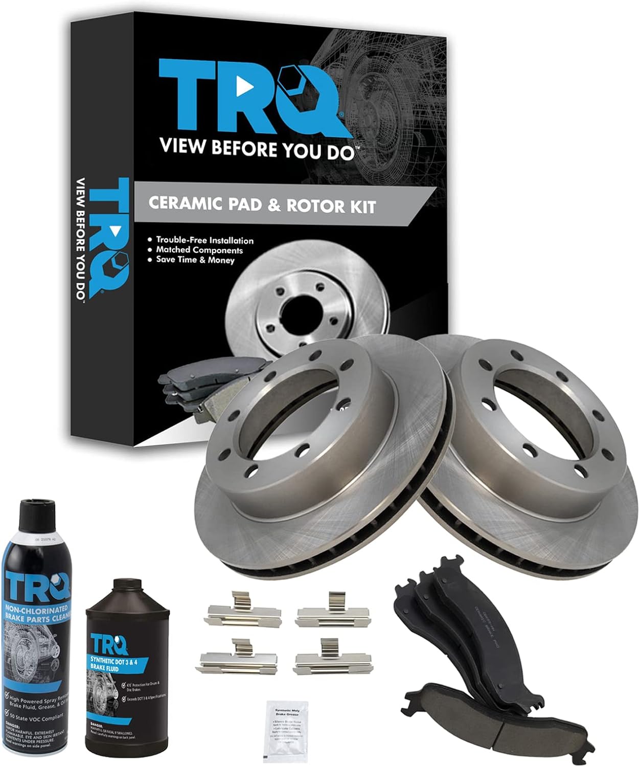 TRQ Front Brake Pad & Rotor Kit for 1995-1997 Ford F-250 F-350