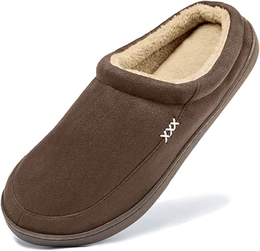 NDB Men's Warm Memory Foam Suede Plush Shearling Lined Clogs