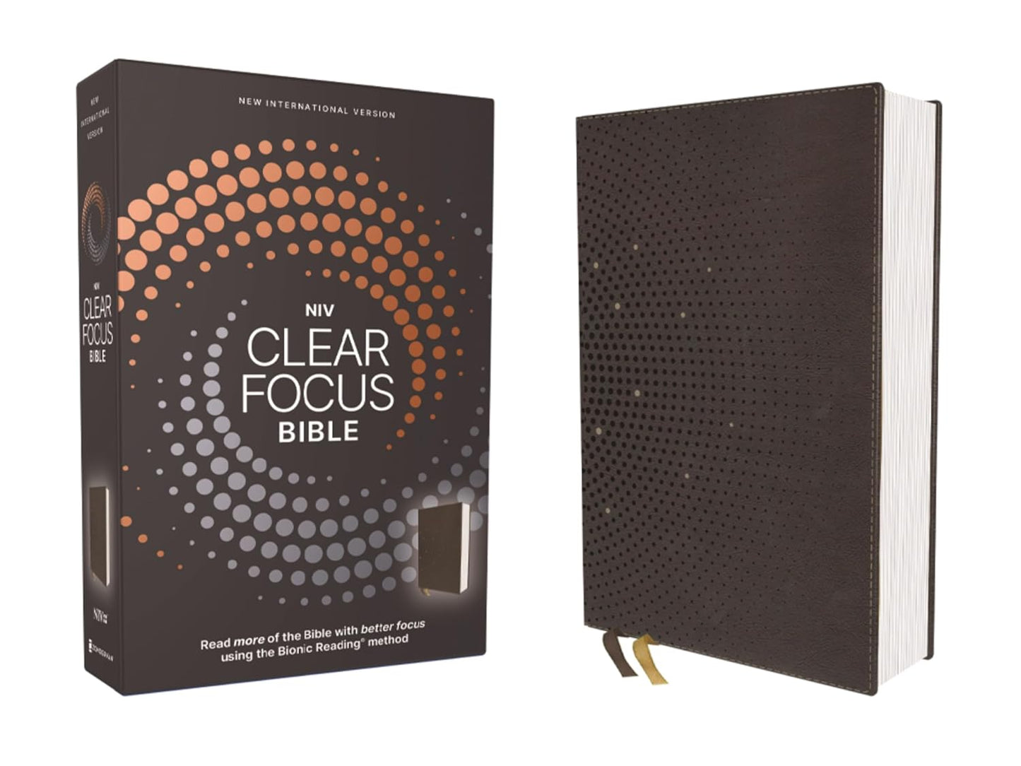NIV Clear Focus Bible Leathersoft Charcoal Brown for Better Reading