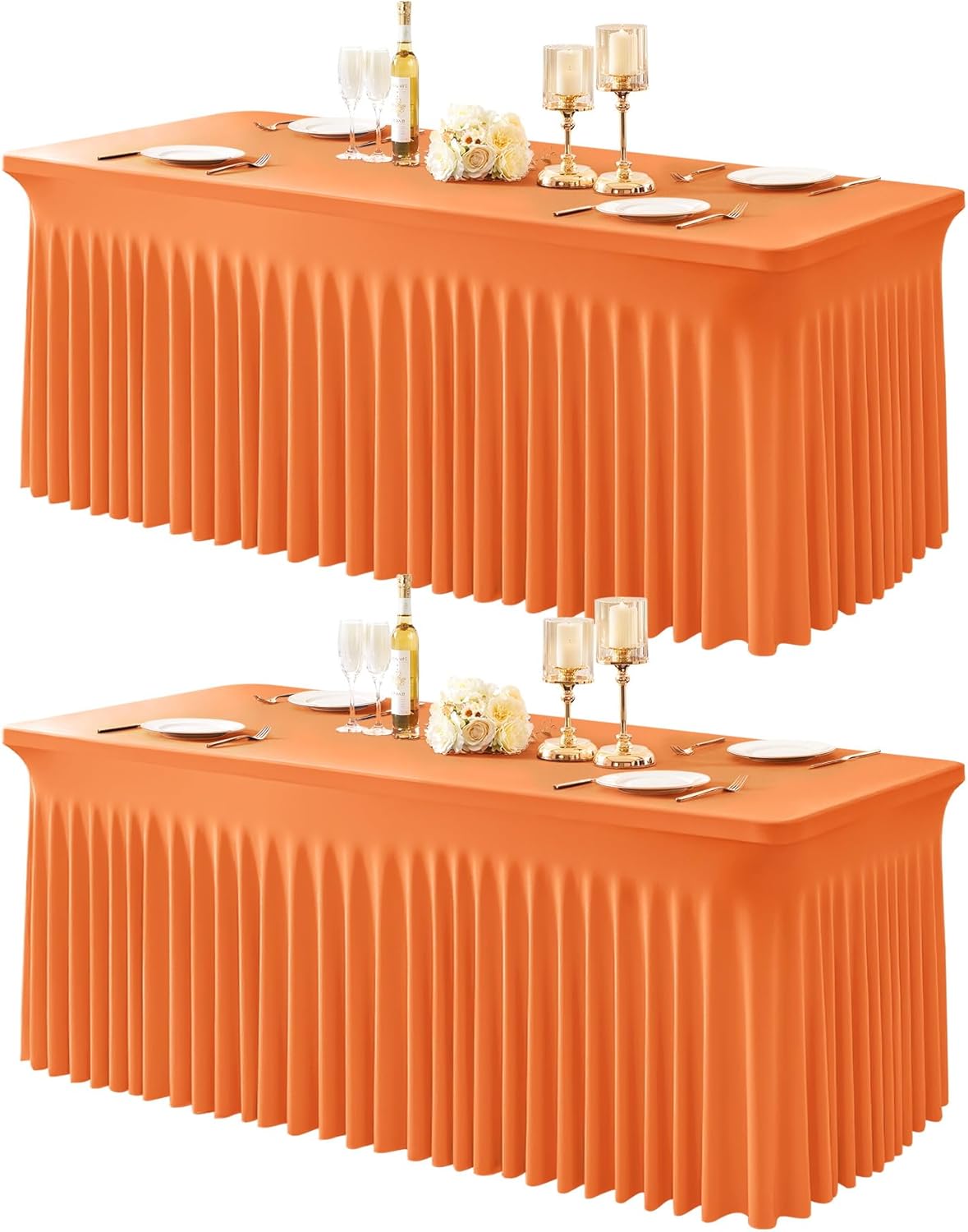 2 Packs Orange Table Covers for 4 Foot Rectangle Tables