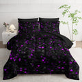 Geometric Violet Black Triangle Queen Comforter Set - Lightweight All