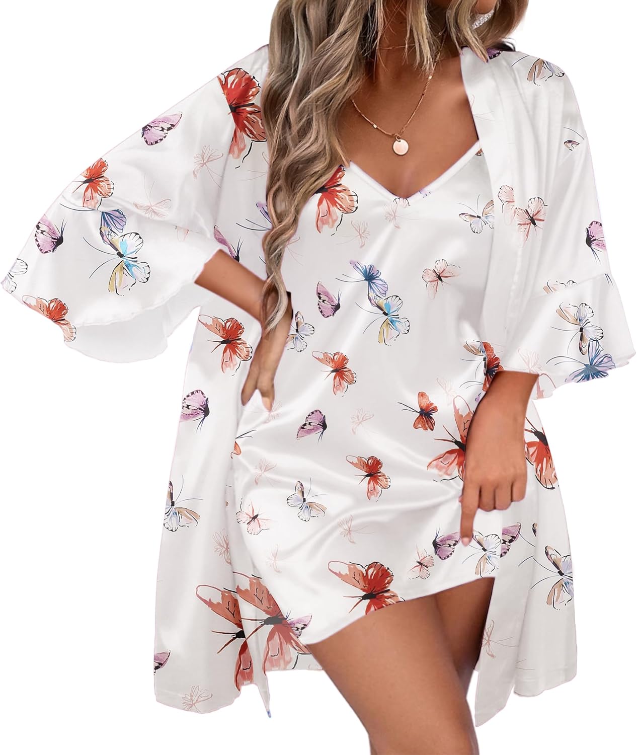 Ekouaer Women's Silk Robe Set for Bridal Parties and More