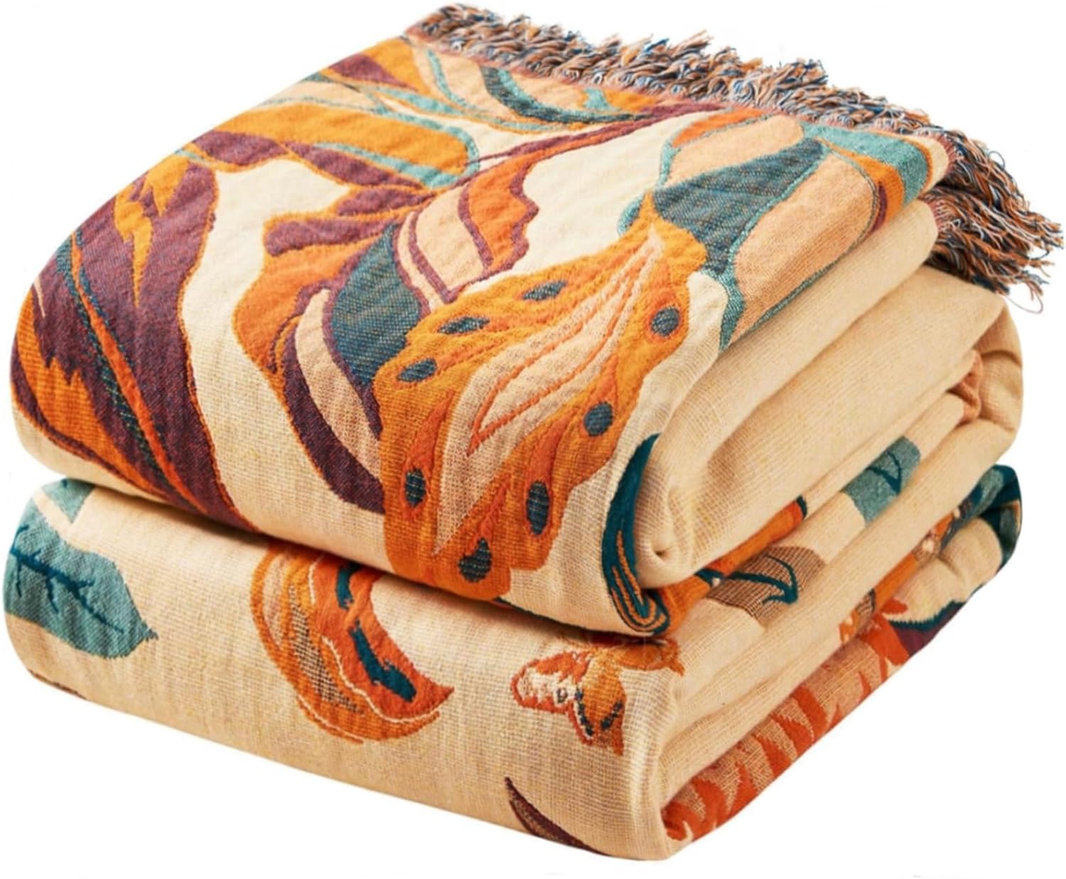 Fall Boho Throw Blanket for Bed - Ultra Soft Cotton Design