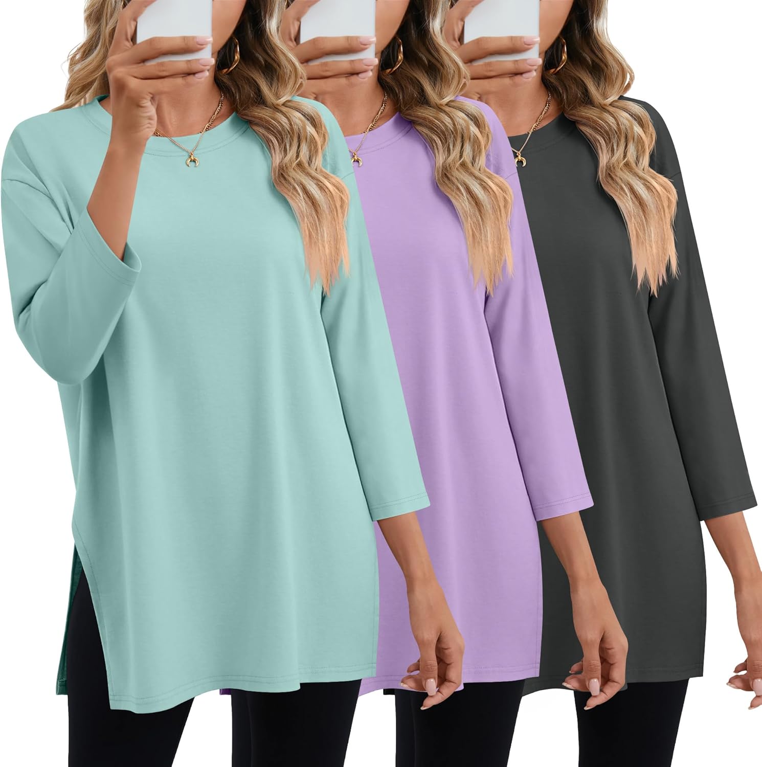Huukeay 3 Pack Women's Oversized T Shirts for Casual Wear