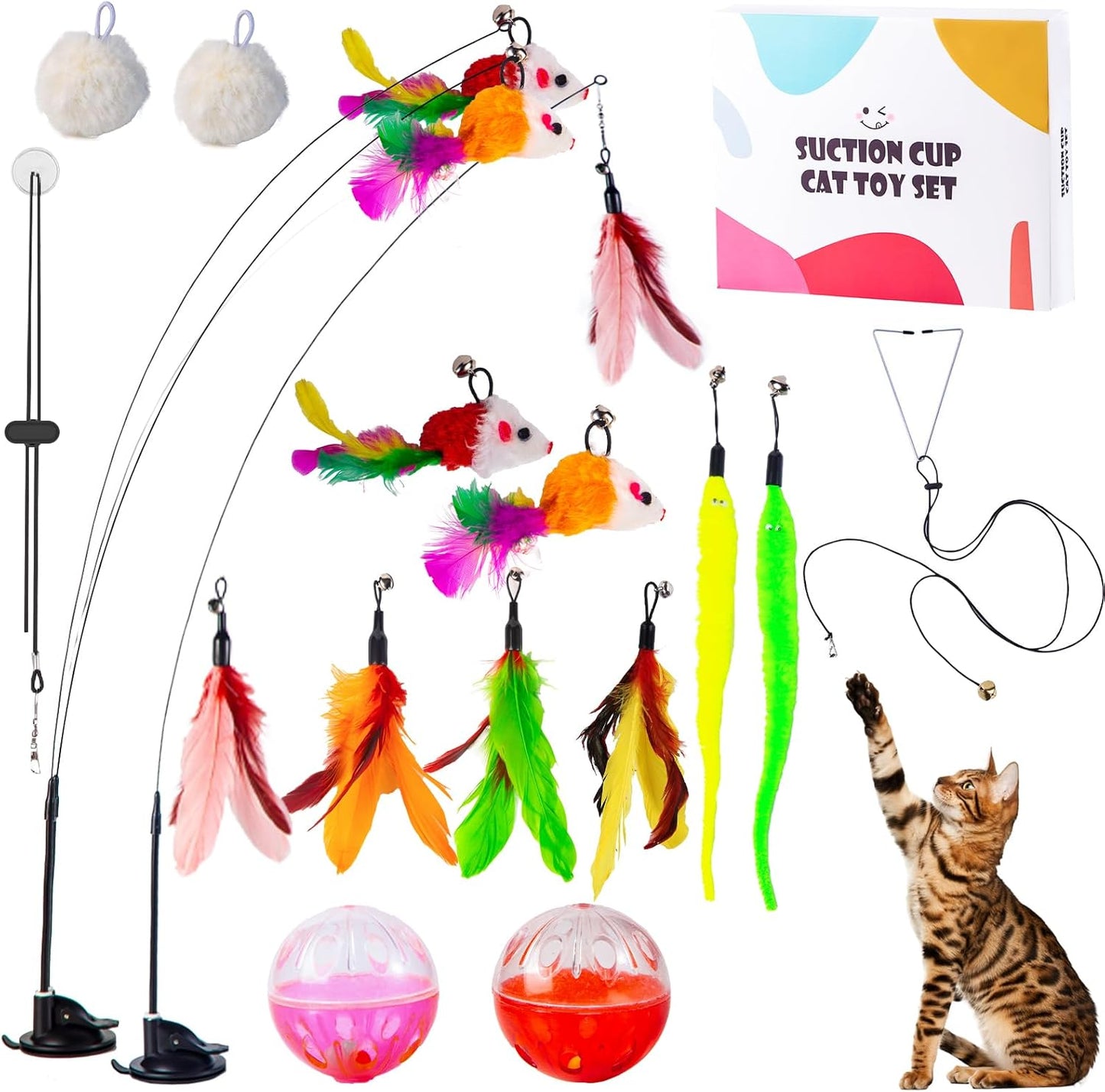Ultimate Self-Play Cat Toy Set - 17Pcs Fun!