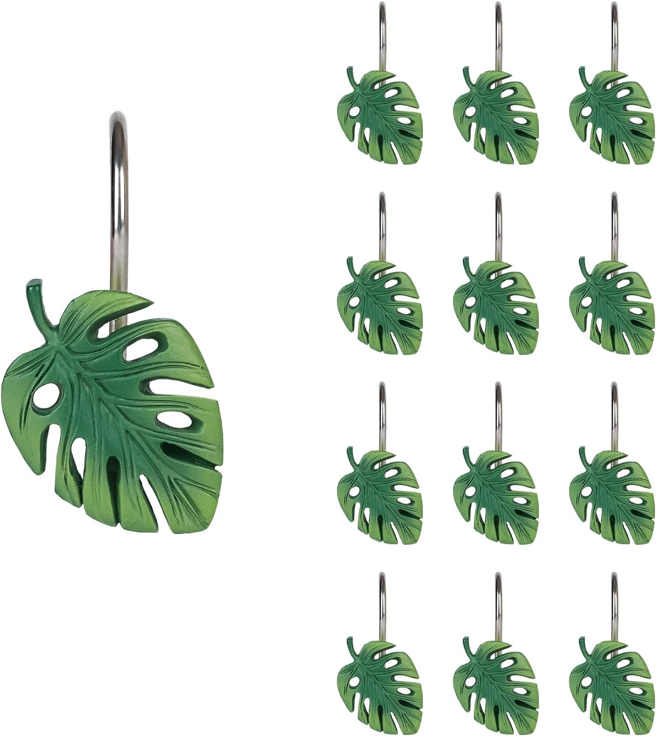 Set of 12 Monstera Deliciosa Leaf Shower Hooks by Sunlit