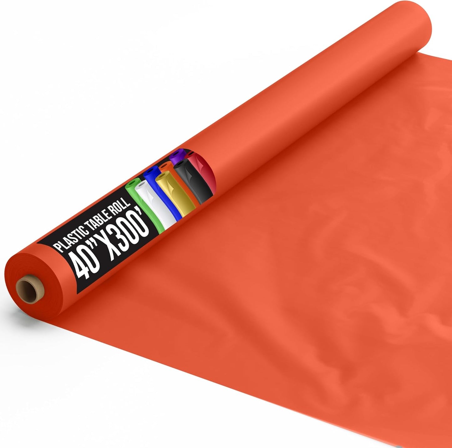 Party Solids Orange Plastic Table Cover Roll for Events and More
