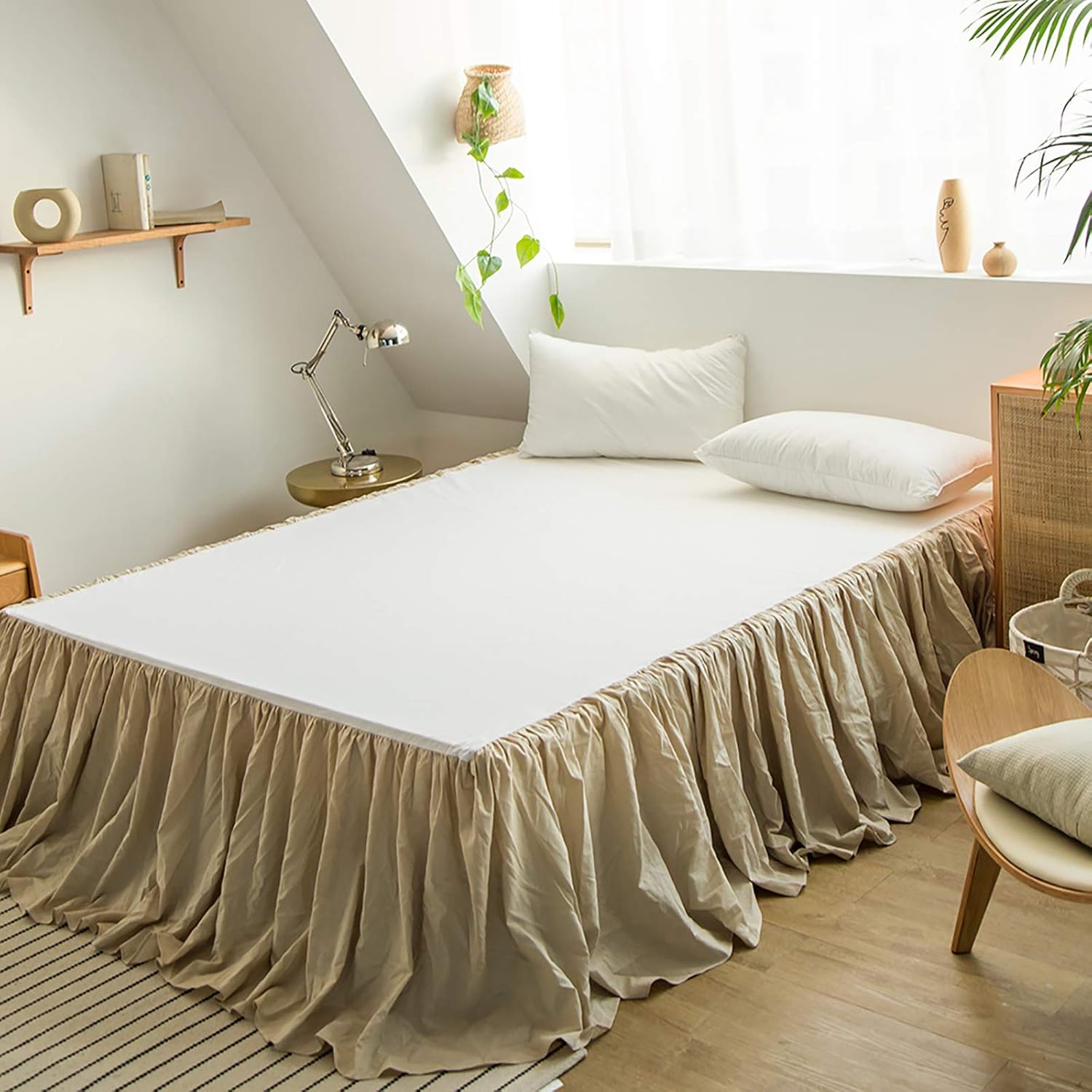 Belgian Linen Bed Skirt with Classic 14 inch Tailored Drop