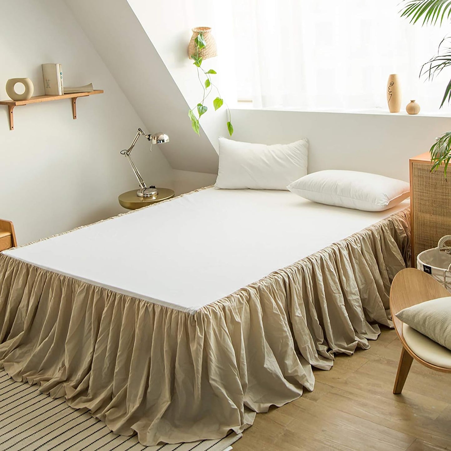 Belgian Linen Bed Skirt with Classic 14 inch Tailored Drop