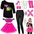 80s Outfit Women Costume Accessories Set - Complete 25PC Retro Kit