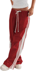 Wide Leg Pants for Women - High Rise Drawstring Palazzo with Side