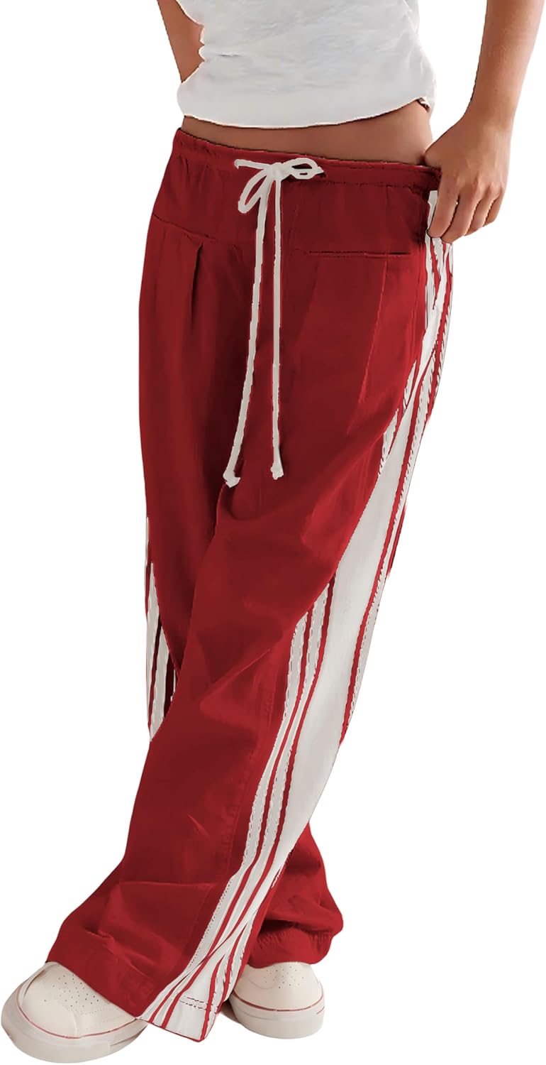 Hongsui Women's Wide Leg Pants with Drawstring and Pockets