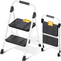 KINGRACK 2 Step Folding Ladder 800lbs Capacity - Stable Household Step