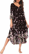 Ekouaer Long Nightgown for Women 3/4 Sleeves - Soft Full-Length Sleep