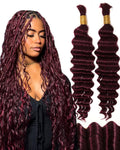 BEEOS Human Braiding Hair 20in #99J Burgundy Deep Wave - Boho Braids