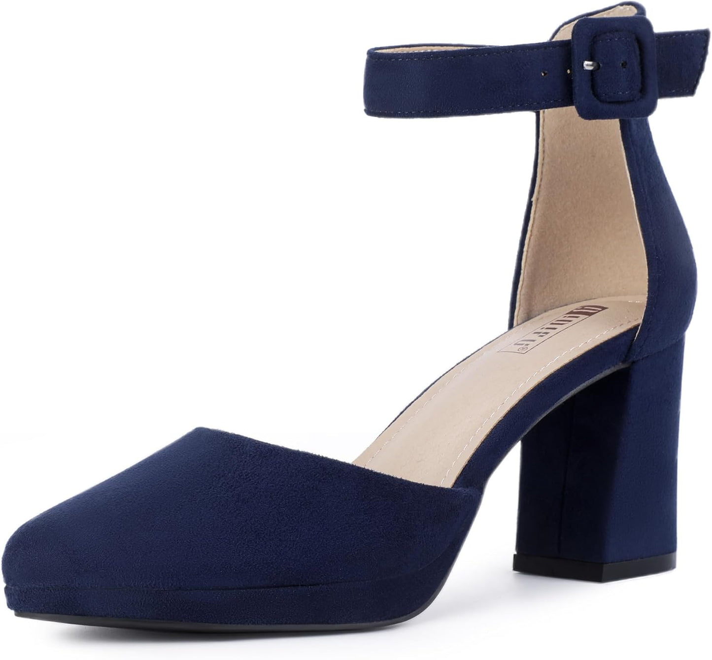 IDIFU Womens Closed Toe Heels Chunky Block Platform Pumps